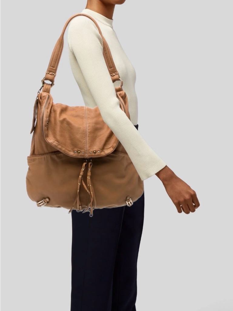 Hayden Harnett Ny Tan Leather Hobo With Tassel & Hardware Detail